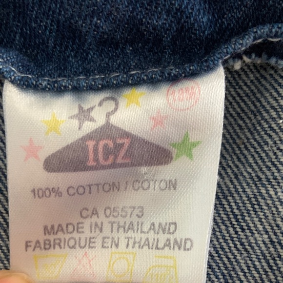 🫐3/$30 Vintage Kids Denim Overalls with Train Patches size 18m - Picture 4 of 5